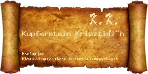 Kupferstein Krisztián névjegykártya